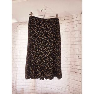 Briggs New York Womens Size 1X Black/Beige Floral Stretch Flare Skirt